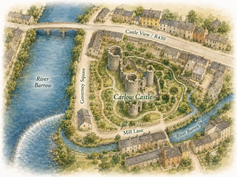 Carlow Castle illustrated map